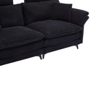 Modern Corduroy Deep Seat Sectional Sofa With Ottoman