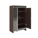 Elegant Decor Mirrored Shoe Cabinet With Edging Double Door Storage Cabinets Glass - Brown / Silver / Gray