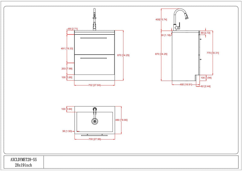 Metro - Laundry Cabinet & Faucet And Stainless Steel Sink