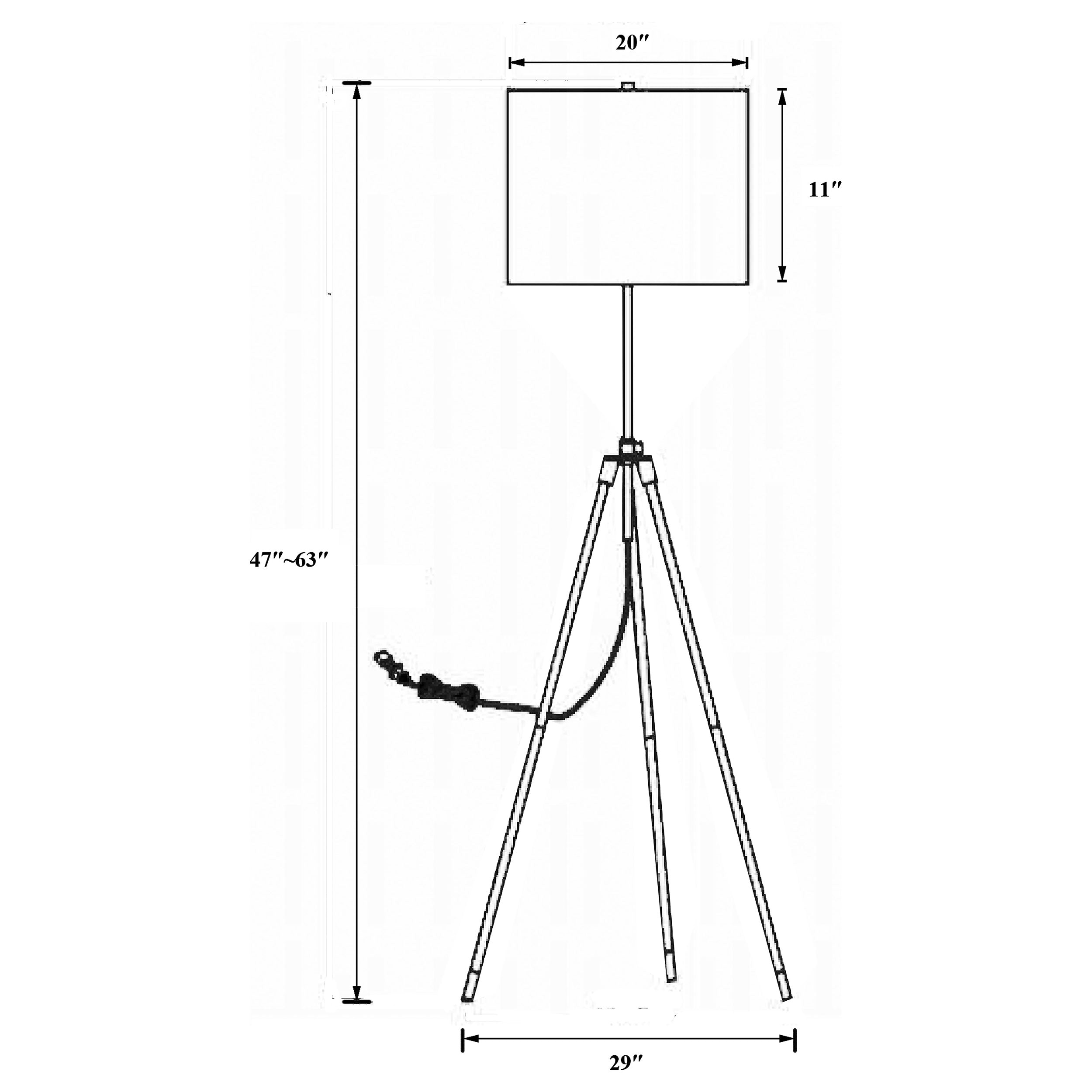 Zabka 63-inch Drum Shade Metal Tripod Floor Lamp Black — view 3