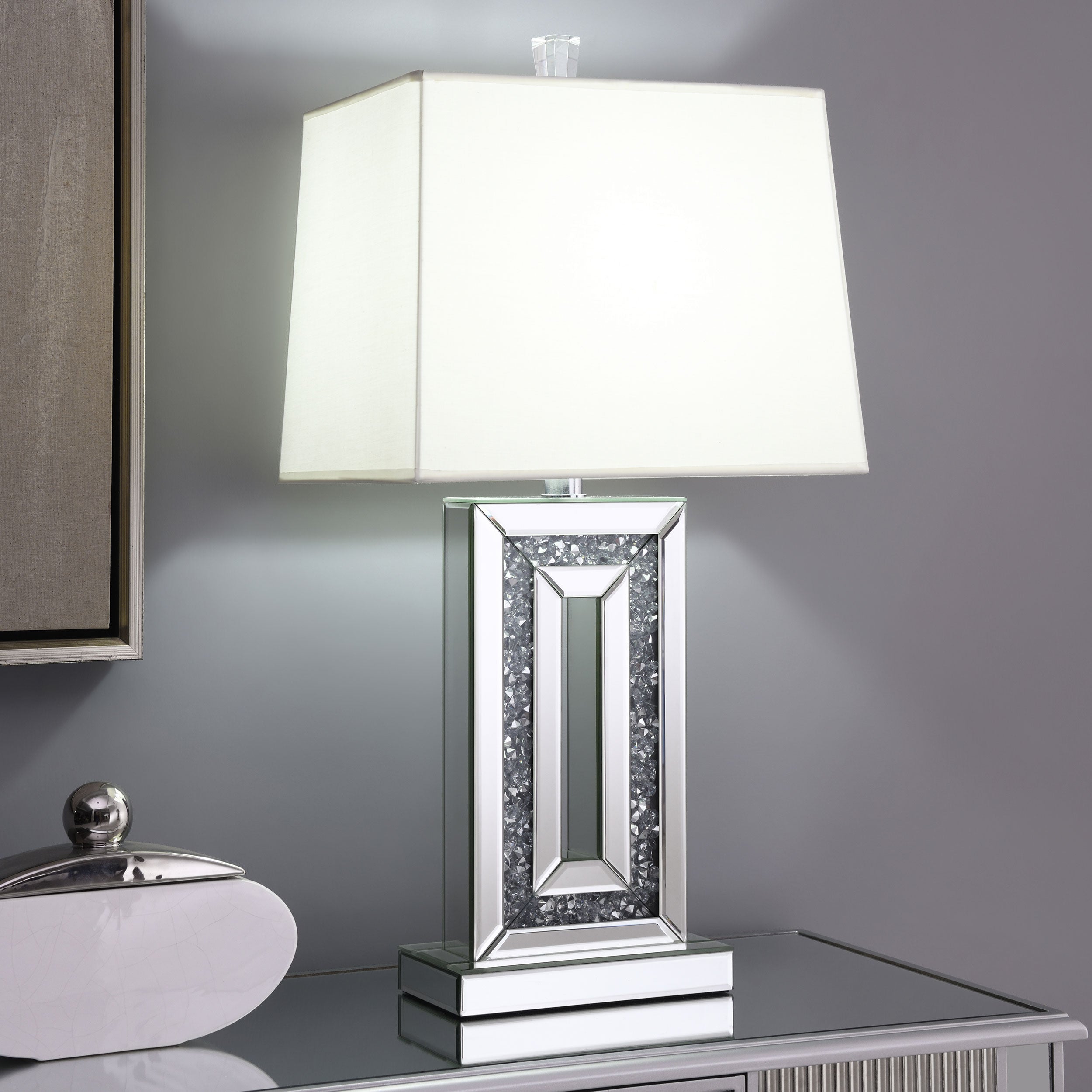 Ayelet 30-inch Tapered Shade Mirrored Table Lamp Silver — view 2