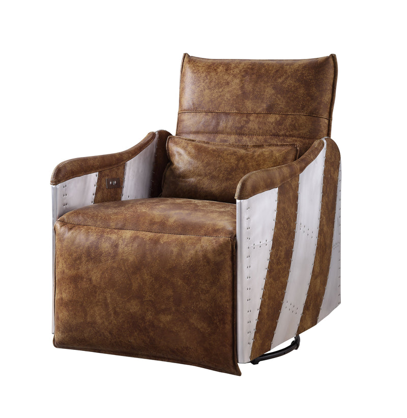 Qalurne - Power Motion Recliner With Swivel - Two Tone Mocha