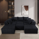 Luxury 8 Piece Modular U Shaped Sectional Sofa With Oversized Chaise Lounge And Bed Corduroy Upholstery