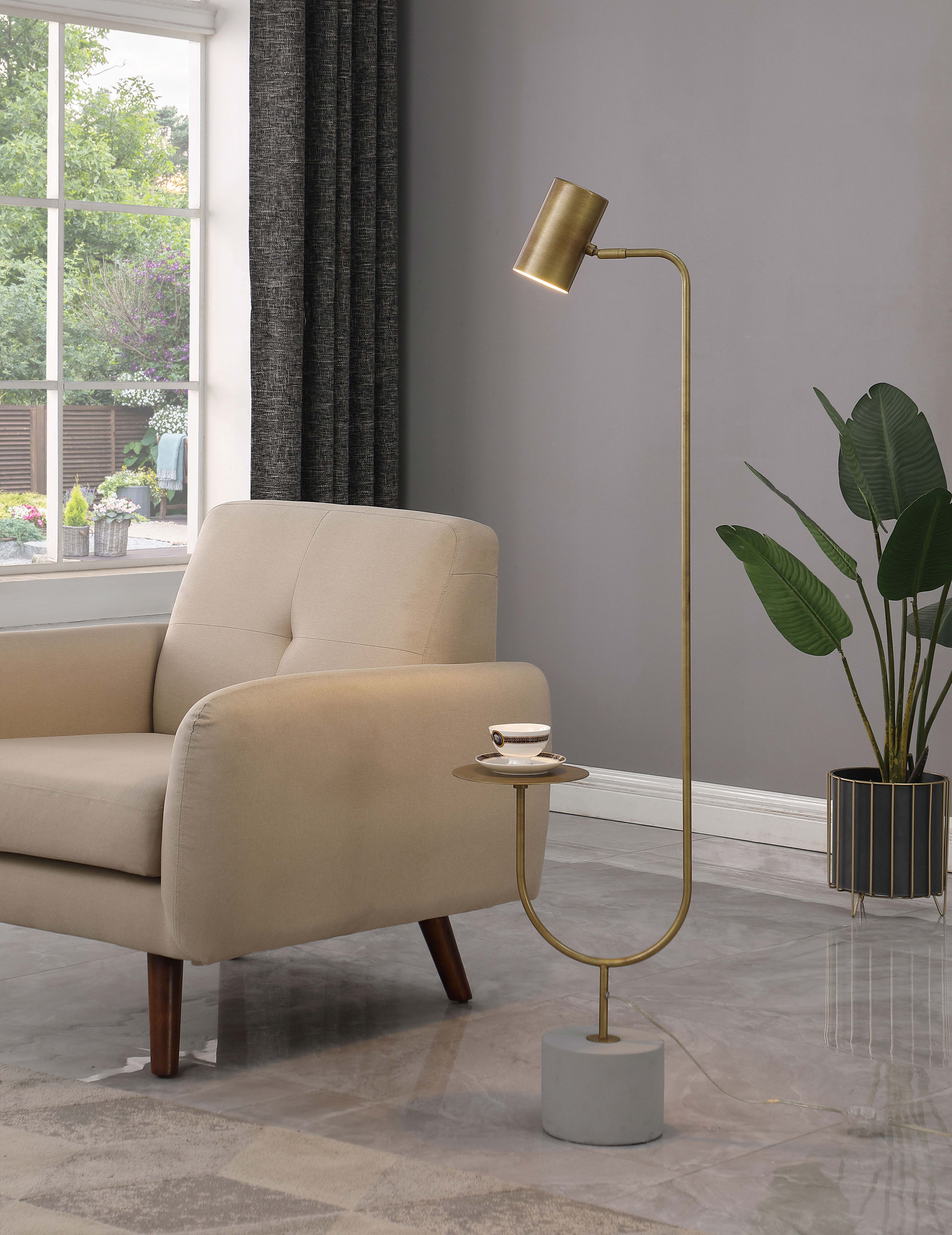 Jodie 55-inch Adjustable Floor Lamp Side Table Antique Brass — view 2