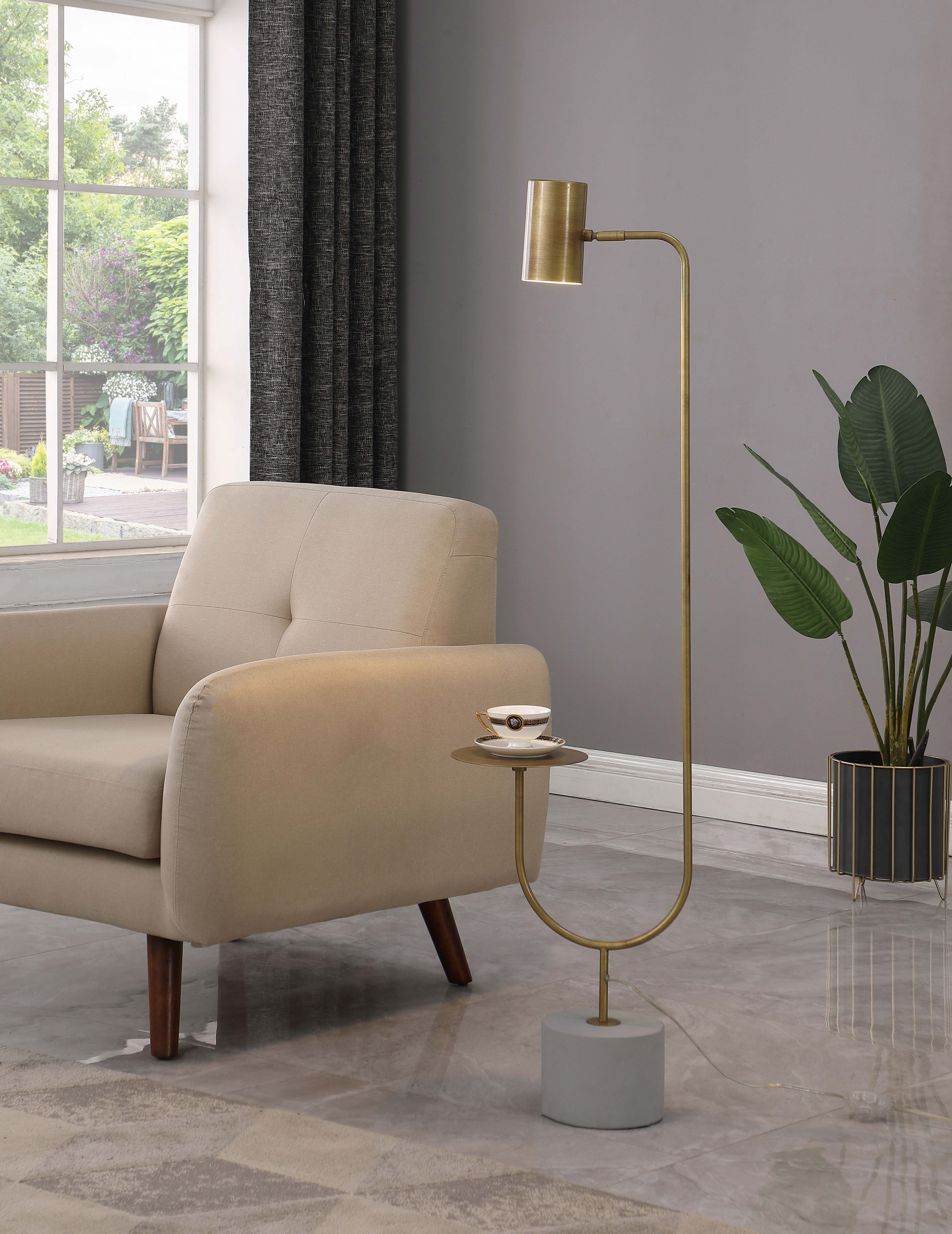 Jodie 55-inch Adjustable Floor Lamp Side Table Antique Brass — view 3