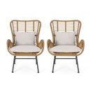 Modern Aesthetic Outdoor Rattan Accent Chair With Metal Legs