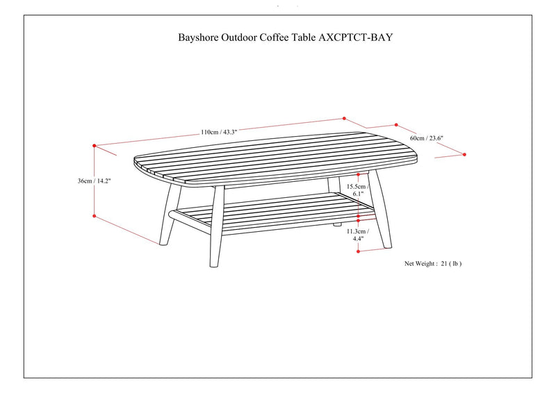 Bayshore - Outdoor Coffee Table - Light Teak