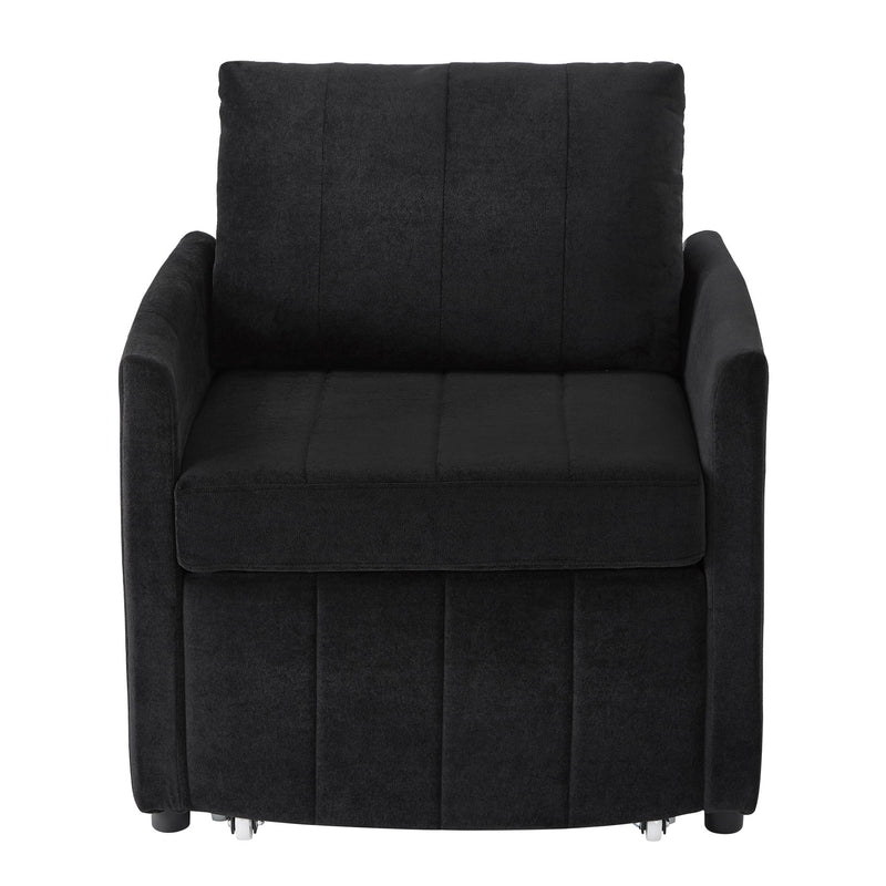 Upholstered Convertible Sleeper Sofa With 5 Position Backrest, Side Pockets, Storage