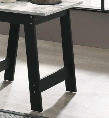 Kenzo - 19" End Table With Faux Marble Top Finish - Black