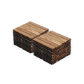 Interlocking Deck Tiles Striped Pattern, Waterproof Anti Mildew Brown