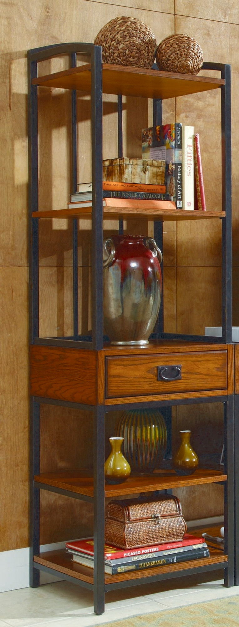 Modern - Craftsman Media Tower - Light Brown