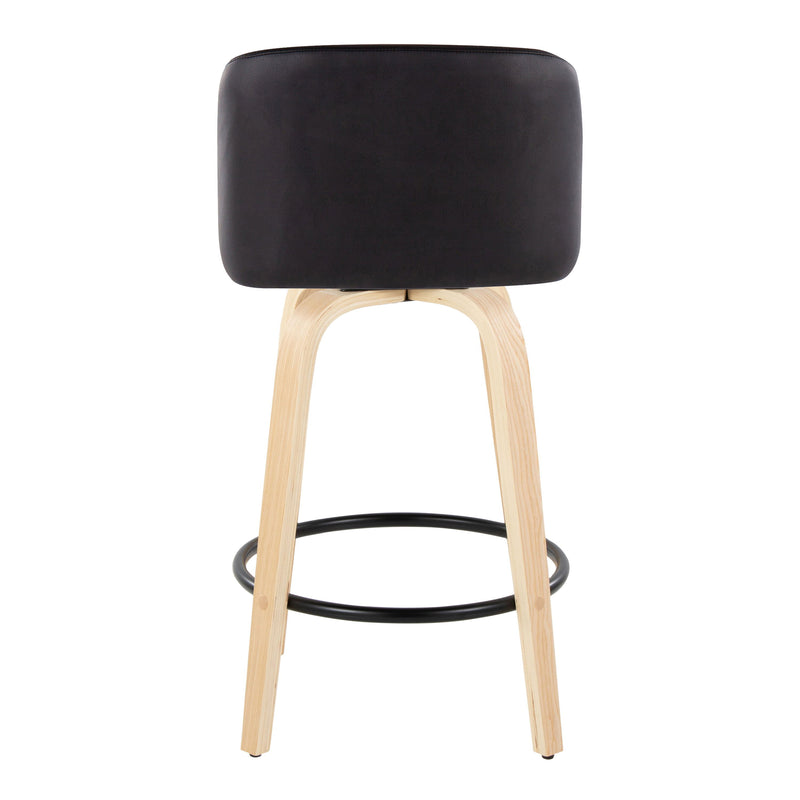 Toriano - Contemporary Modern Fixed Height Counter Stool Swivel With Round Footrest (Set of 2)