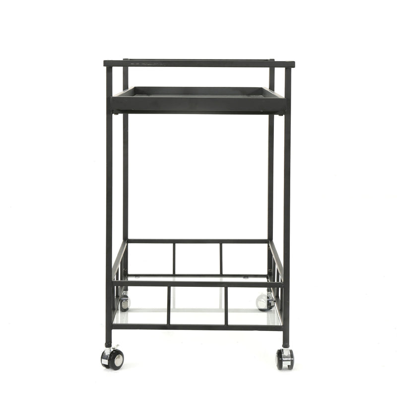 2 Tier Bar Cart, Utility Cart, Rolling Serving Cart, Kitchen Cart With Storage Shelves - Black