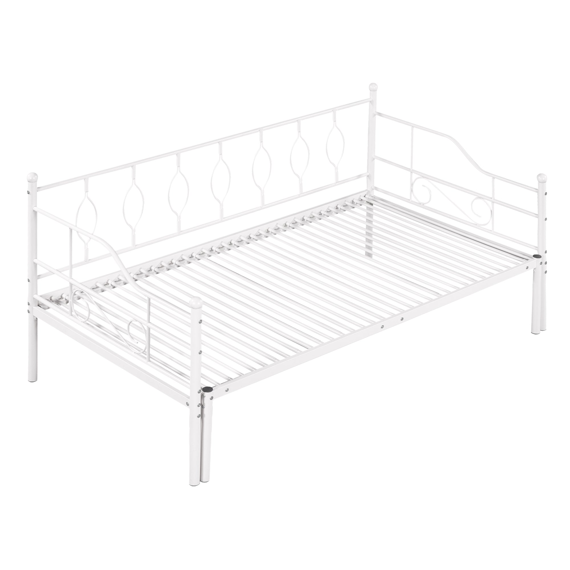 Twin Size Metal Daybed with Trundle, Daybed with Slat No Box required White - Atlantic Fine Furniture Melbourne FL
