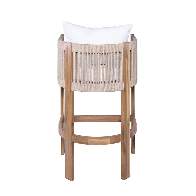Modern Matera Barstool (Set of 2) With Wraparound Back And Rope - Teak / Beige