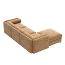 Contemporary Elegant White Chenille Sofa With Storage And Ottoman