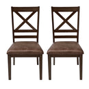 Country Style Dining Chairs (Set of 2) With Cross Back Design - Brown