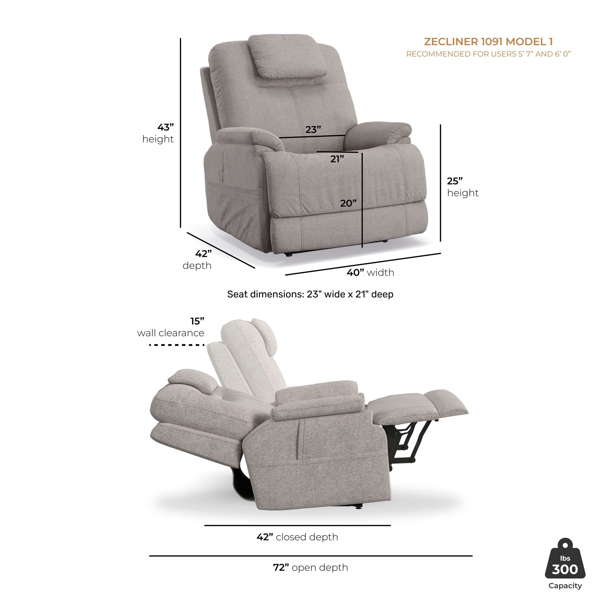 Zecliner Model 1 - Power Sleep Chair