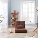 Modern Triple Fold Down Metal Frame Sofa Bed With 5 Reclining Positions And Pillow - Adjustable Upholstered Floor Couch For Gaming Or Guest Room - Brown