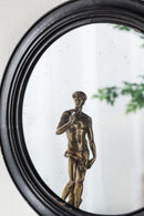 Circle Wall Mirror With Wooden Frame, Antique Classic Accent Mirror, For Living Room - Black