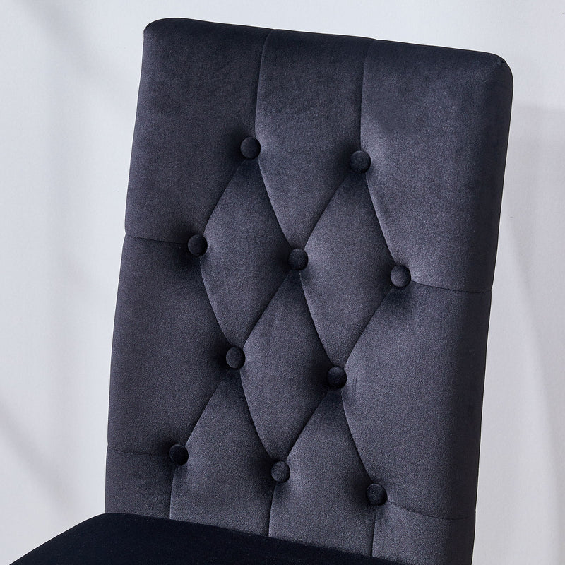 Vintage Style Armless Dining Chairs Set With Grid And Buckle Design