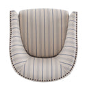Transitional Upholstered Stripe Barrel Chair With Birch Wood Legs And Plush Cushioned Seat - Beige / Blue Stripe
