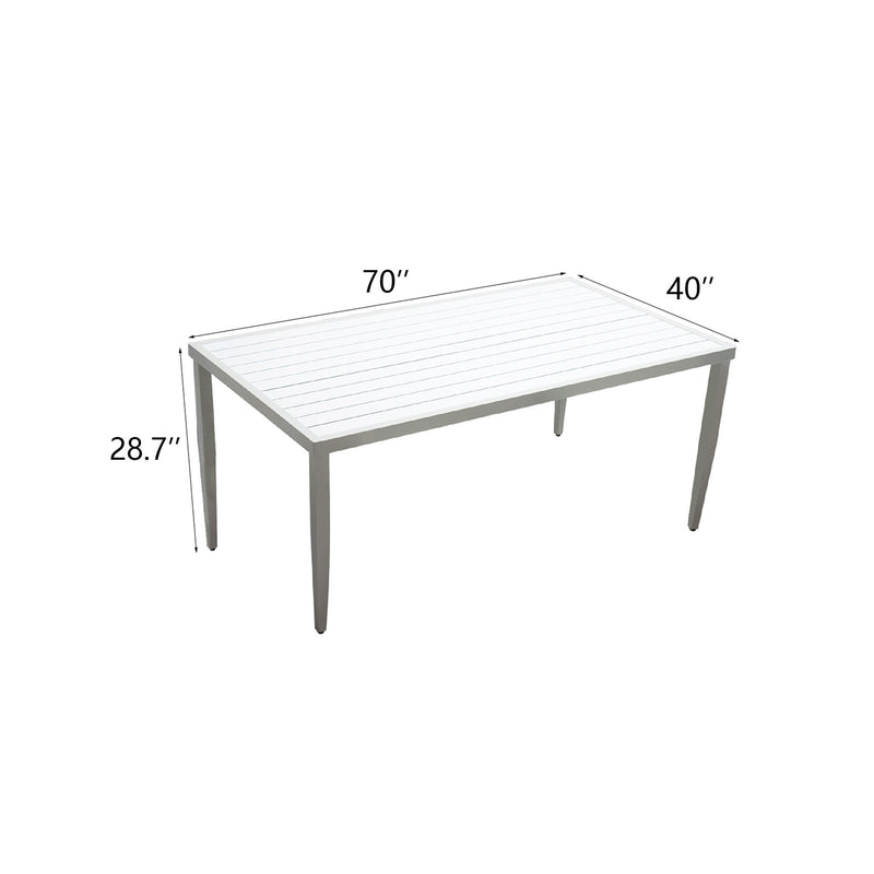 Outdoor Patio Rectangle Dining Table With Tapered Feet & Umbrella Hole