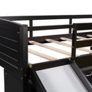 Low Twin Size Loft Bed with Cabinets, Shelves and Slide - Espresso(OLD SKU :LP000503AAP)