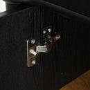 Vintage Display Cabinet With Double Glass Doors, Traditional Style For Collectibles, Ash Wood Veneer, 73.25" Tall - Black / Natural