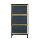 Modern Rattan 3 Door Shoe Rack Cabinet For Entryway