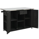 Outdoor Kitchen Island With Stainless Steel Top, Ample Storage Space, Towel And Spice Racks And A Bottle Opener