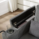 Convertible Chaise Lounge Sofa Chair With USB Ports, Cup Holders, Phone Holder And Storage