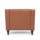 Contemporary Club Chair With Button Tufting And Birch Wood Legs