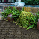 Acacia Wood Interlocking Deck Tiles Checker Pattern For Outdoor Flooring