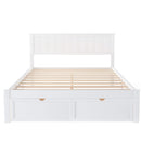 Full Size Platform Bed With Under Bed Drawers - White