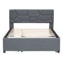 Upholstered Platform Bed With Brick Pattern Headboard And Twin Long Size Trundle