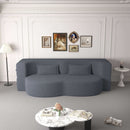 Modern Floor Sofa, With 2 Pillows, Convertible Teddy Fabric Foam Filled Bed