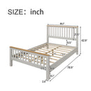 Country Style Concise Gray Solid Platform Bed with Oak Top, No Box Spring Needed, Full