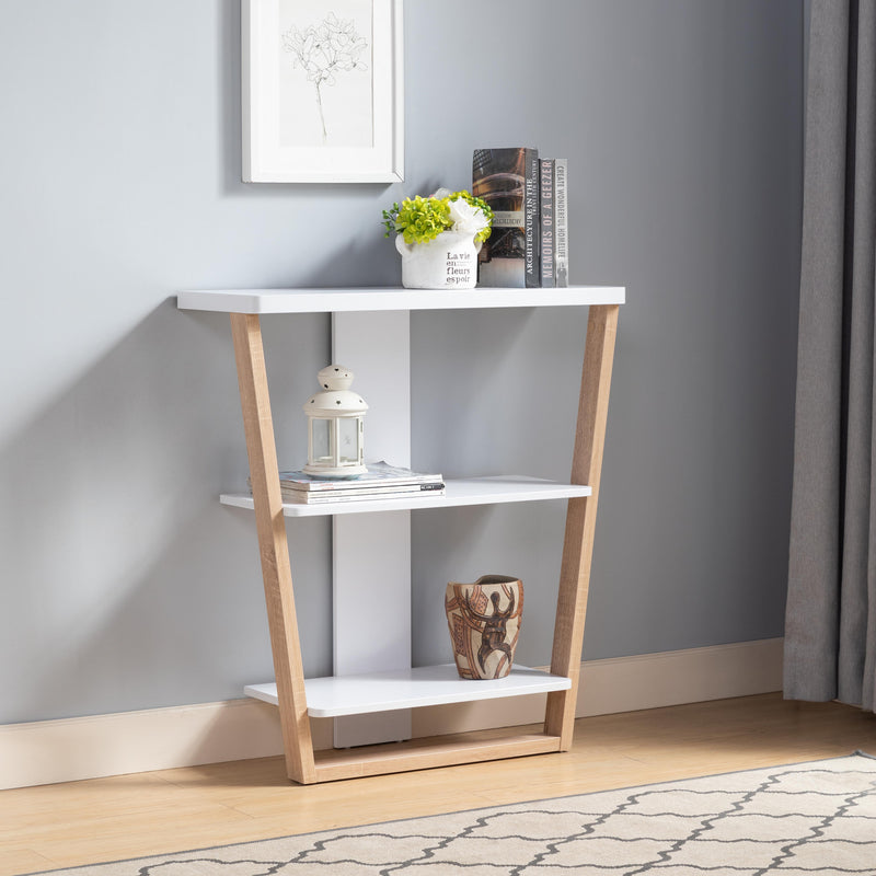 Contemporary Console Table With Three Open Shelves