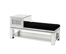 Noralie - 24" Bench With Storage - Mirrored & Faux Diamonds