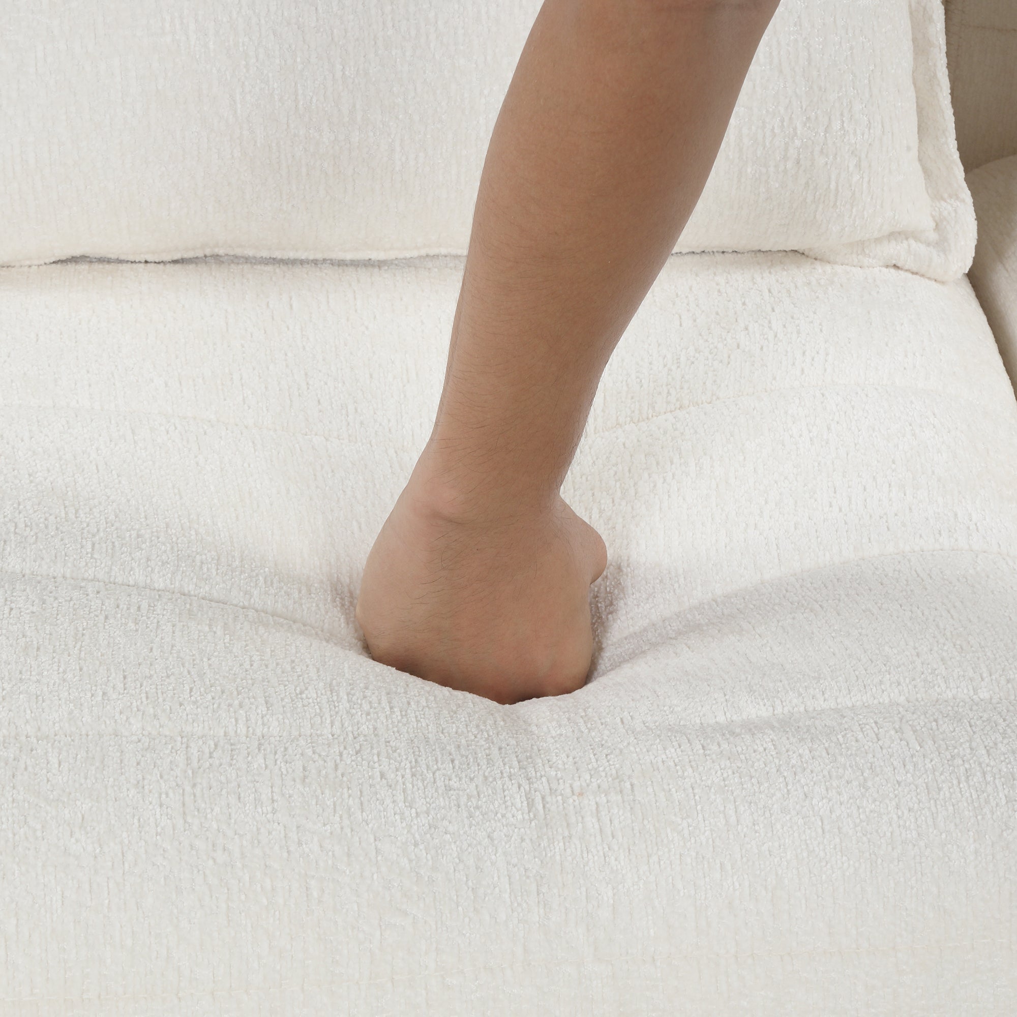 Free-Combined Sectional Sofa 5-seater Modular Couches with Storage Ottoman, 5 Pillows for Living Room, Bedroom, Office, Cream