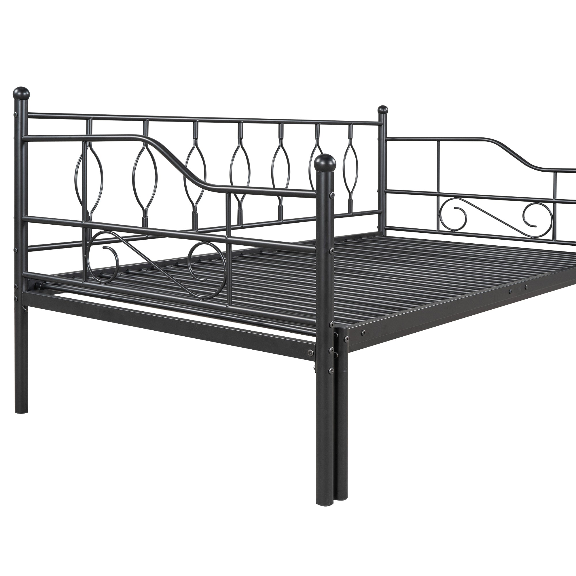 Twin Size Metal Daybed with Trundle, Daybed with Slat No Box required Black - Atlantic Fine Furniture Melbourne FL