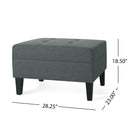 Classic Fabric Ottoman With Birch Wood Legs And High Quality Foam Padding - Charcoal