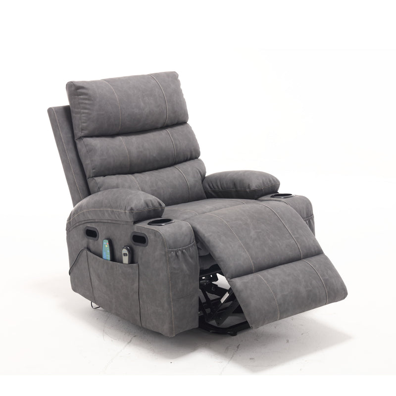 Large Size Electric Power Lift Recliner Chair Sofa For Elderly, 8 Point Vibration Massage And Lumber Heat, Remote Control, Side Pockets And Cup Holders