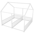 Metal Twin Size House Platform Beds 2 Shared Beds - Antique White