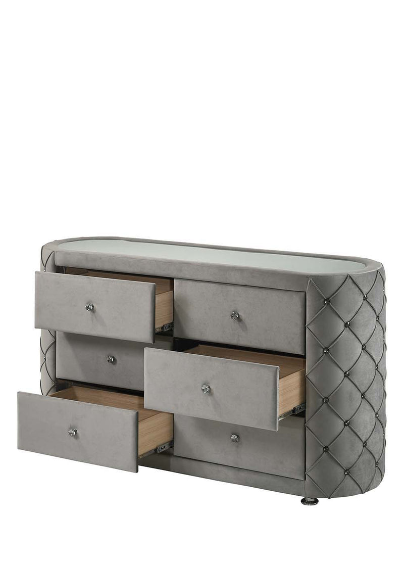 Perine - Dresser - Gray Velvet - Atlantic Fine Furniture Inc