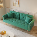 Luxurious Velvet Sofa Bed With Nail Head Trim And Matching Pillow