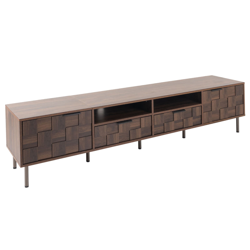 Mid Century TV Stand With 2 Drawers, Media Console Table For Tvs Up To 85'', Entertainment Center With Storage For Living Room - Dark Brown