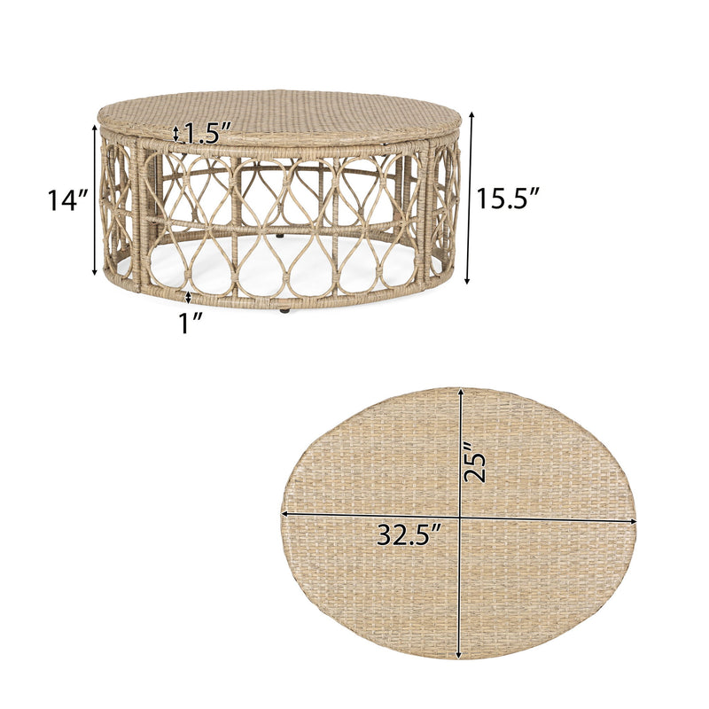 Bruce - Boho Inspired 4 Pieces Chat Set With Water Resistant Cushions - Brown