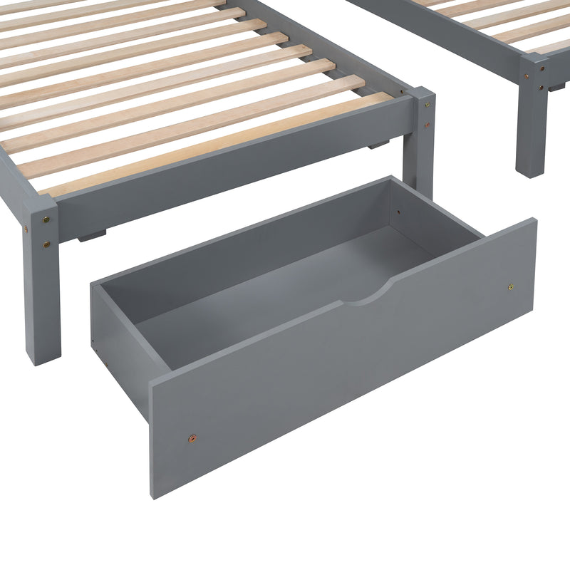 Full Over Twin & Twin Bunk Bed, Wood Triple Bunk Bed with Drawers and Guardrails, Gray (OLD SKU: LP000143AAE)